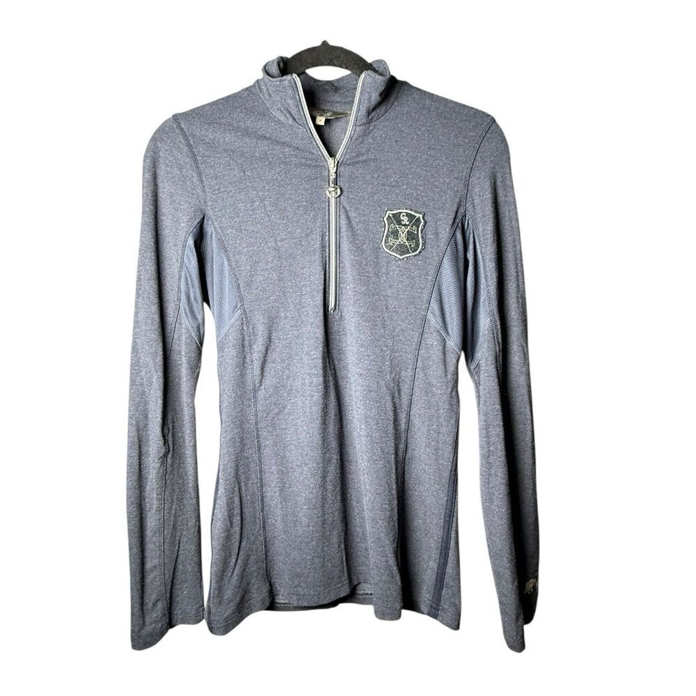 Goode Rider Ideal Show Shirt Long Sleeve, Navy Women’s Size Small 1/4 Zip Fitted